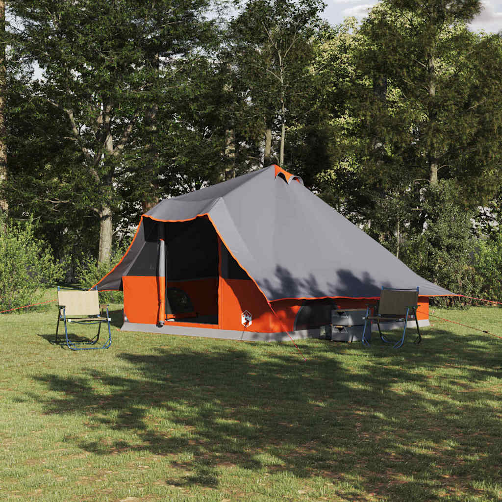 vidaXL Familien-Tipi-Zelt mit Dach Grau und Orange 358 x 296 x 258 cm