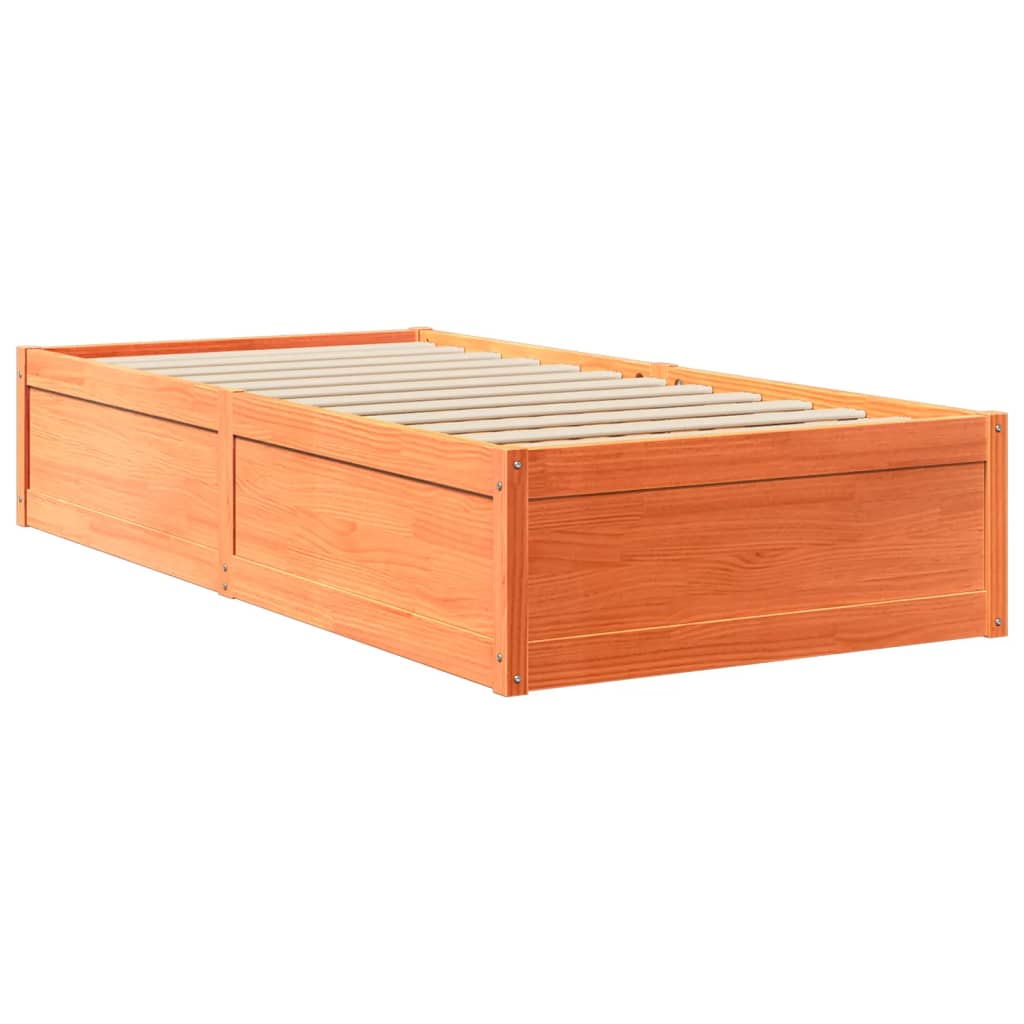 vidaXL Lit avec matelas cire marron 100x200 cm bois massif de pin - Image 6