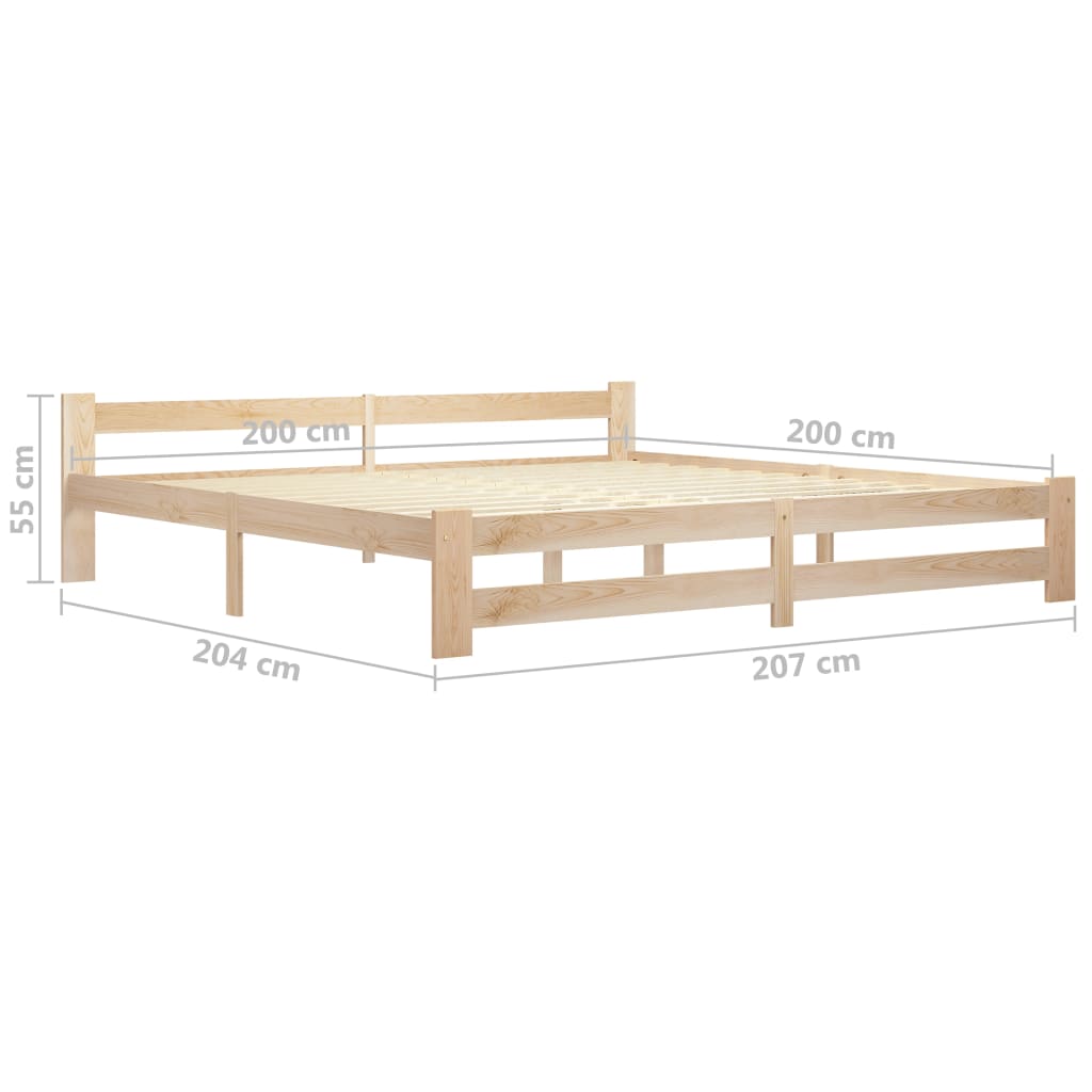 vidaXL Cadre de lit sans matelas bois massif de pin 200x200 cm - Image 5