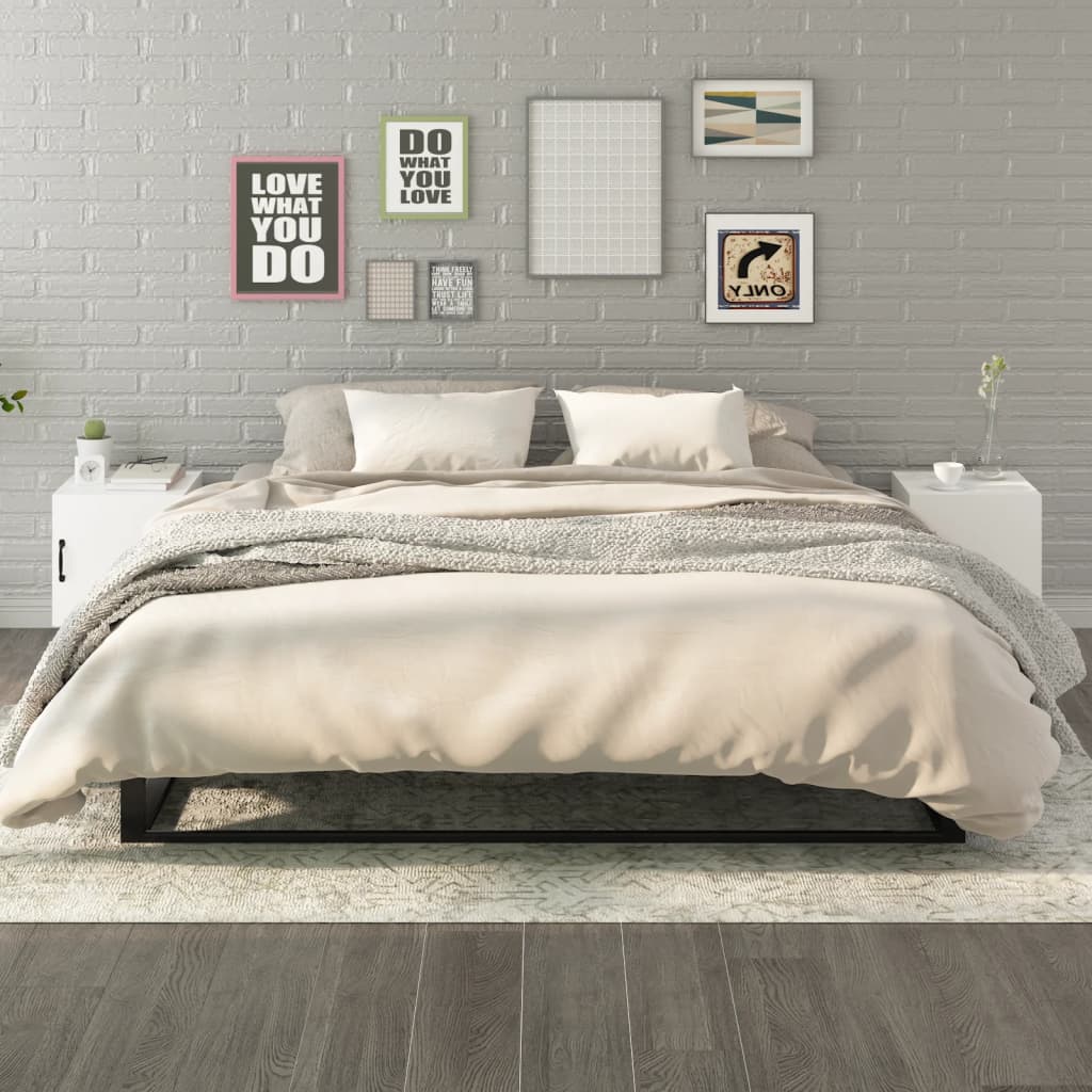 vidaXL Tables de chevet 2 pcs Blanc Bois d'ingénierie