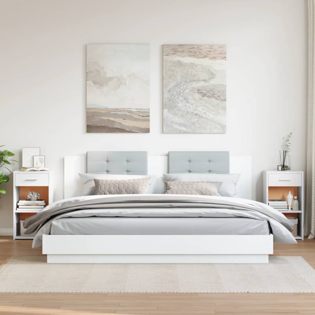 vidaXL Tables de chevet 2 pcs blanc 35x34x65 cm bois d'ingénierie - Image 3