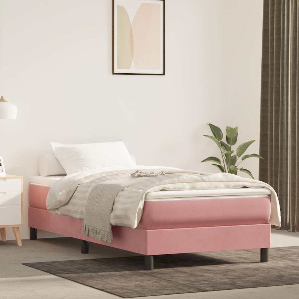 vidaXL Matelas de lit à ressorts ensachés rose 80x220x20 cm velours