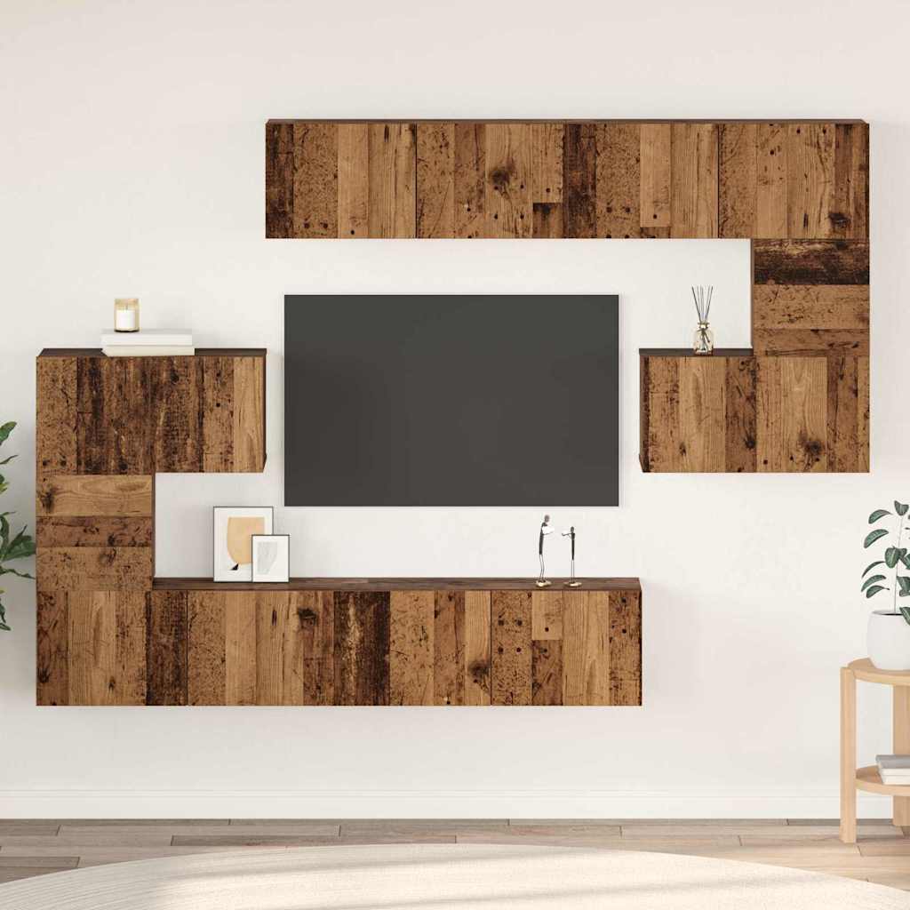vidaXL Conjunto de mueble de TV 8 pcs Madera envejecida
