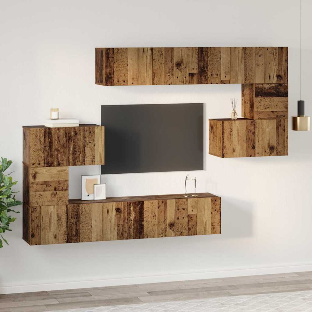 vidaXL Conjunto de mueble de TV 8 pcs Madera envejecida - Image 4