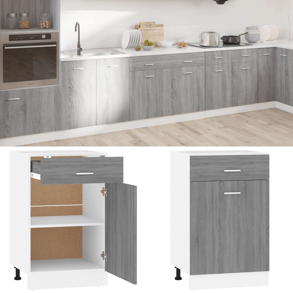 vidaXL Mueble bajo con cajón "Lyon" gris Sonoma, 50x46x81,5 cm, madera de ingeniería,