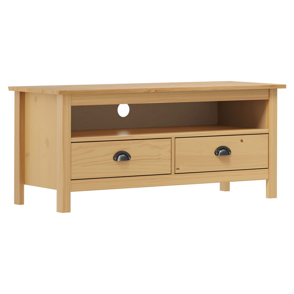 vidaXL Mueble de TV Hill madera maciza pino marrón miel 110x40x47 cm