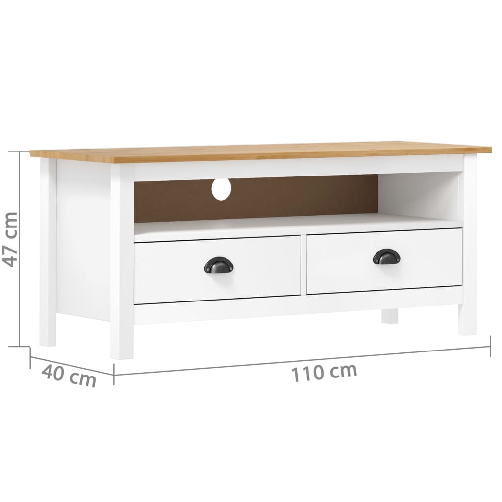 vidaXL Mueble de TV Hill madera maciza de pino blanco 110x40x47 cm - Image 4