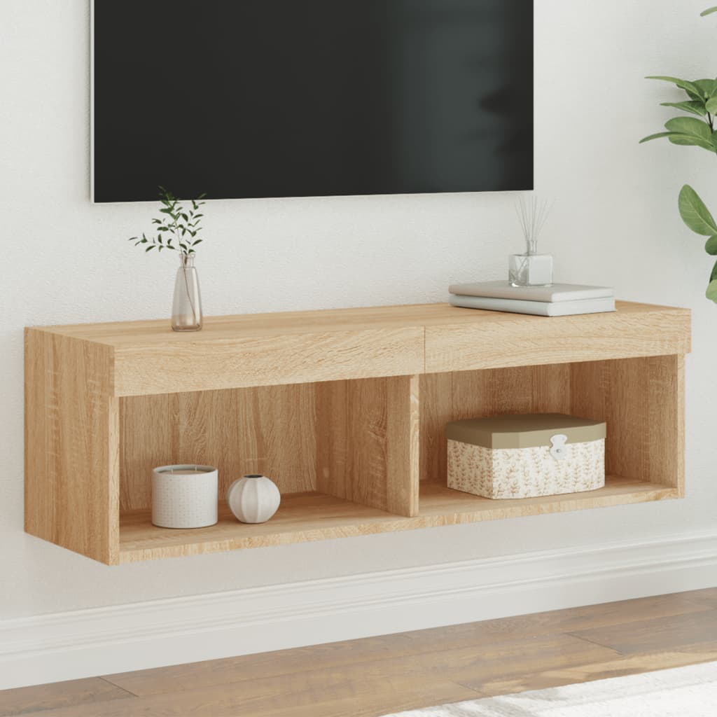 vidaXL Mueble para TV con luces LED roble Sonoma 100x30x30 cm