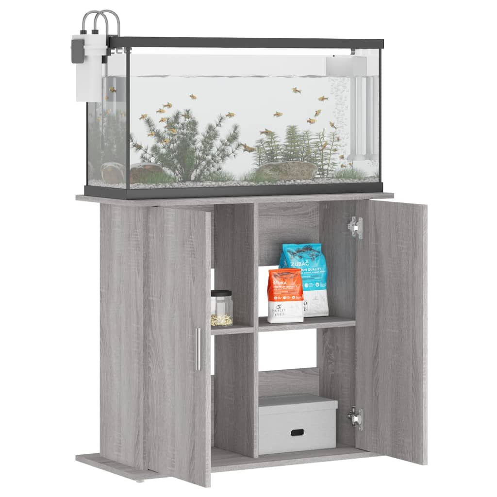vidaXL Support pour aquarium sonoma gris 81x36x73 cm bois d'ingénierie - Image 4