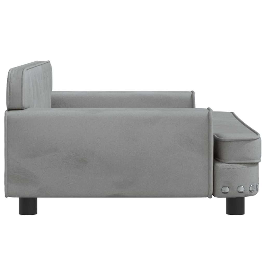 vidaXL Lit pour chien gris clair 90x53x30 cm velours - Image 4