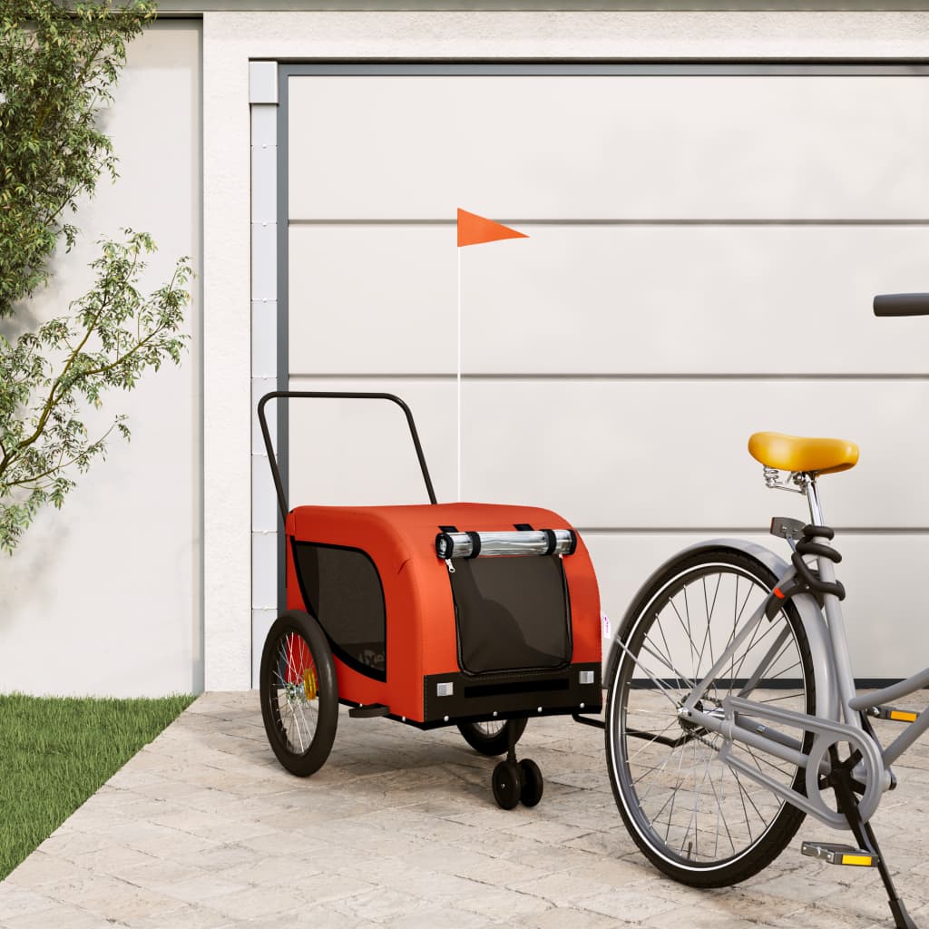 vidaXL Remorque de vélo pour animaux de compagnie orange et noir