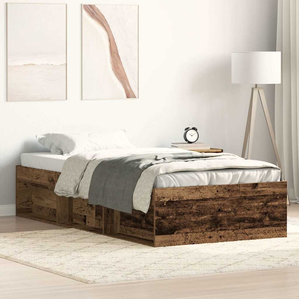 vidaXL Estructura de cama sin colchón madera de ingeniería envejecida