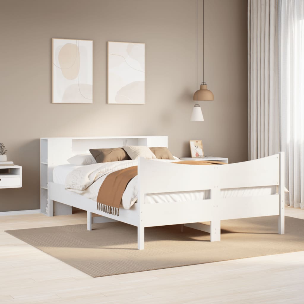 vidaXL Estructura de cama sin colchón madera de pino blanca 120x200 cm