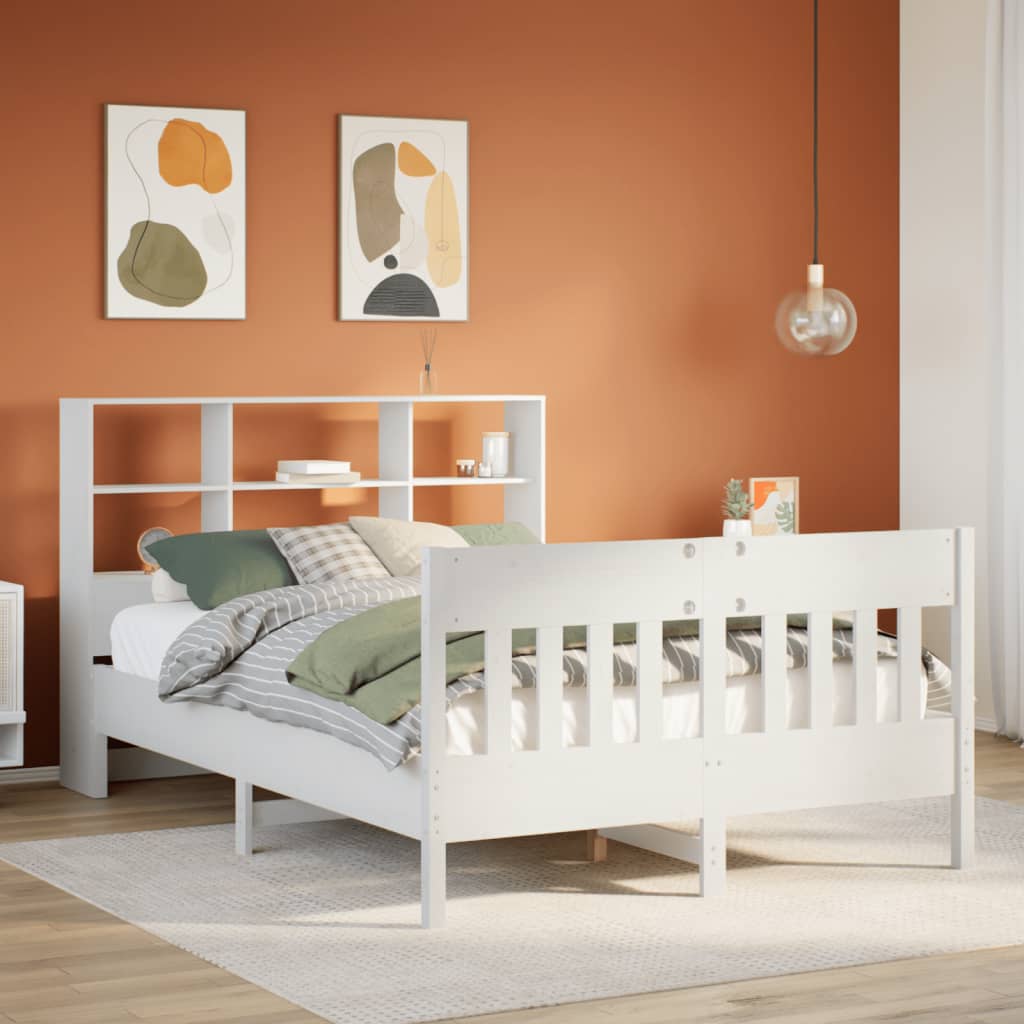 vidaXL Estructura de cama sin colchón madera de pino blanca 120x200 cm