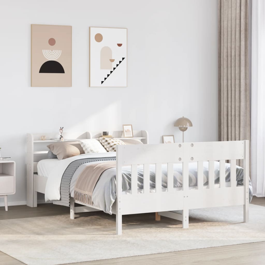 vidaXL Estructura de cama sin colchón madera de pino blanca 120x200 cm