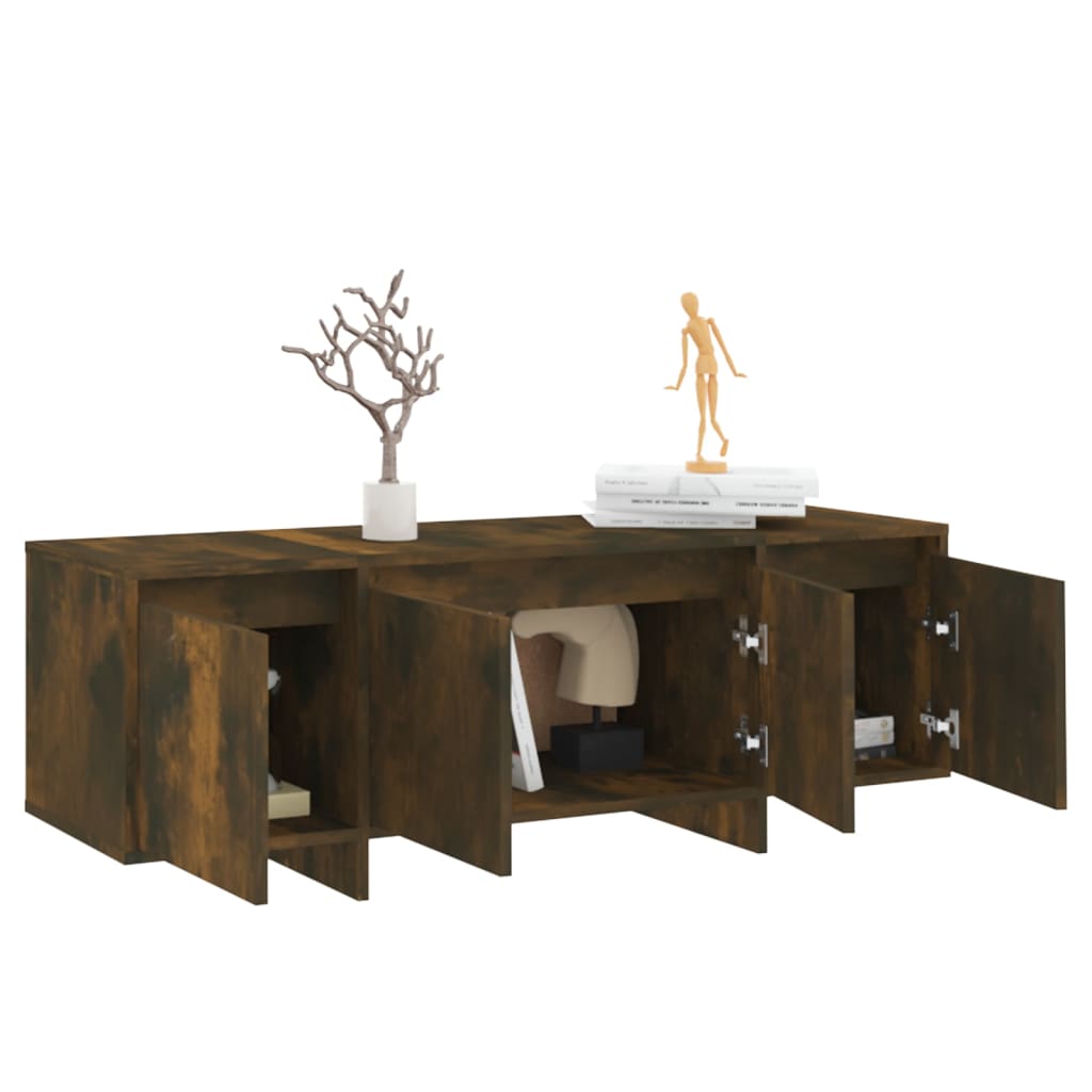 vidaXL Mueble de TV madera contrachapada roble ahumado 120x30x40,5 cm - Image 5