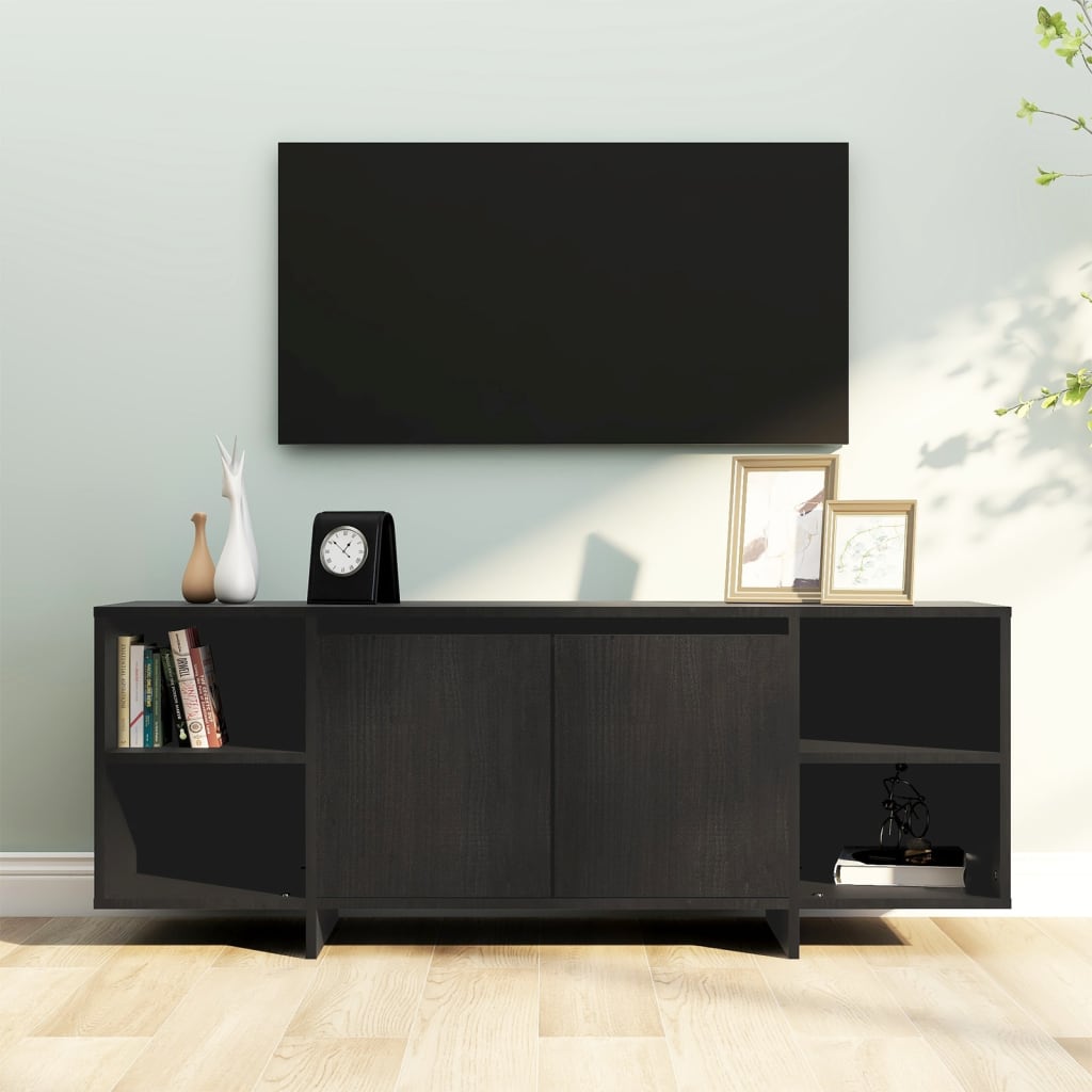 vidaXL Mueble para TV madera contrachapada negro 130x35x50 cm