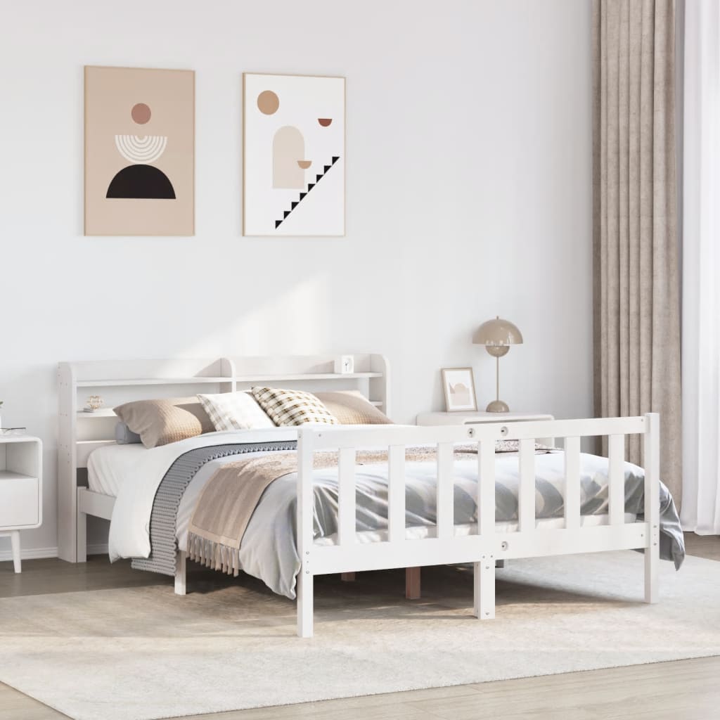 vidaXL Estructura de cama sin colchón madera de pino blanca 120x200 cm