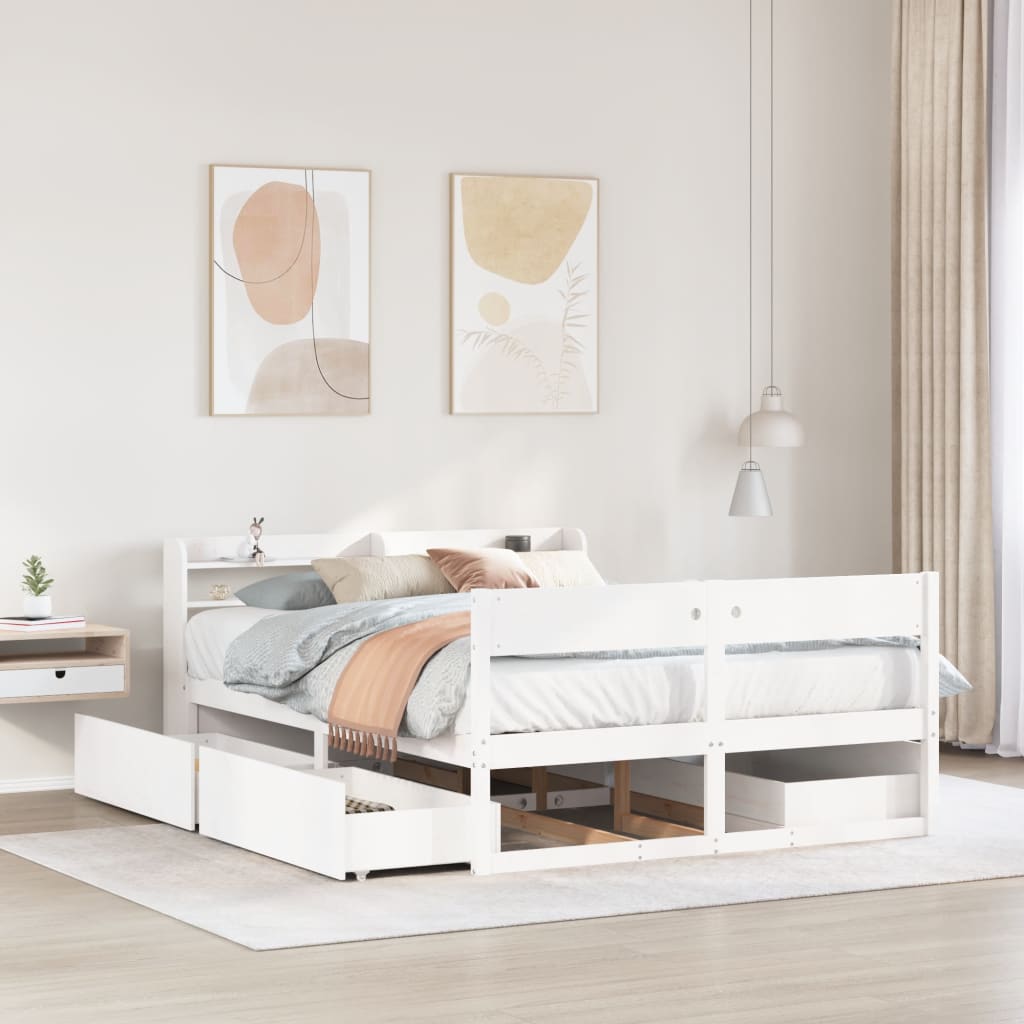 vidaXL Estructura de cama sin colchón madera de pino blanca 120x200 cm