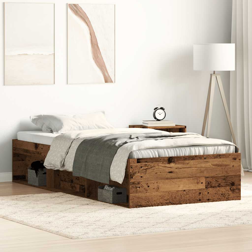 vidaXL Estructura de cama sin colchón de madera antigua 75x190 cm