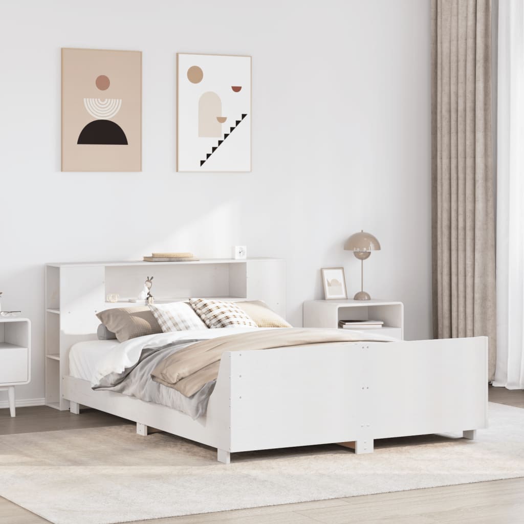 vidaXL Estructura de cama sin colchón madera de pino blanca 120x200 cm