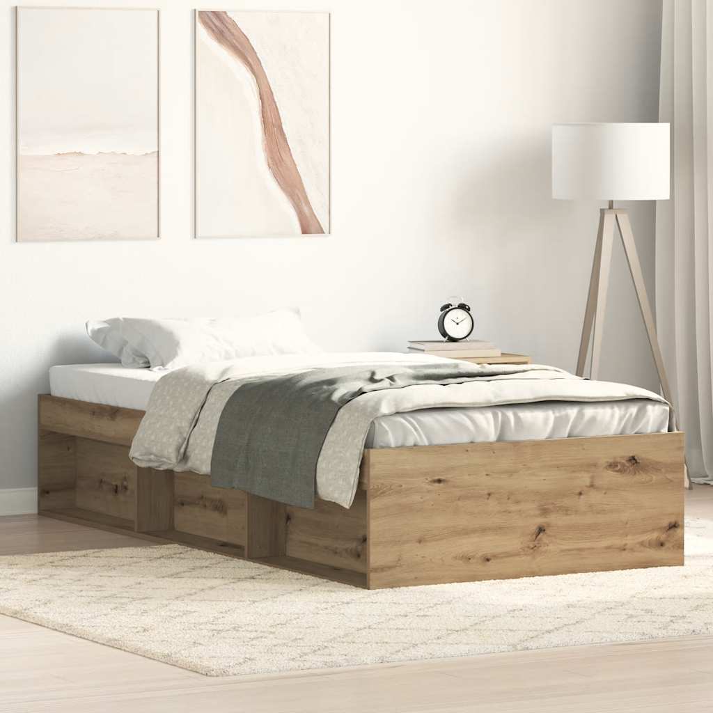 vidaXL Estructura de cama sin colchón madera de ingeniería roble