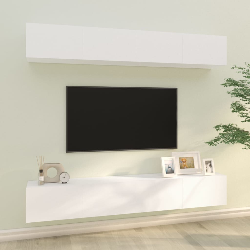vidaXL Muebles de TV 4 piezas blanco 100x30x30 cm