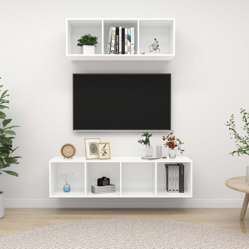 vidaXL Juego de muebles de salón 2 piezas madera de ingeniería blanco