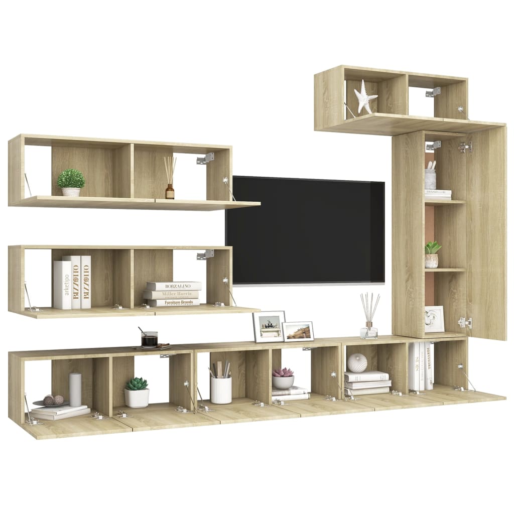 vidaXL Juego de muebles de salón 7 piezas roble Sonoma - Image 3