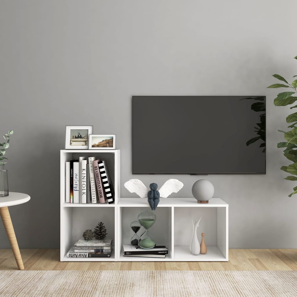 vidaXL Muebles de salón 2 pzas madera ingeniería blanco 72x35x36,5 cm
