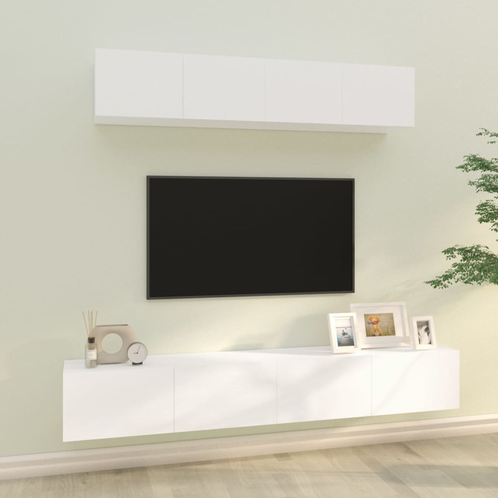 vidaXL Set de muebles para TV 4 piezas madera contrachapada blanco