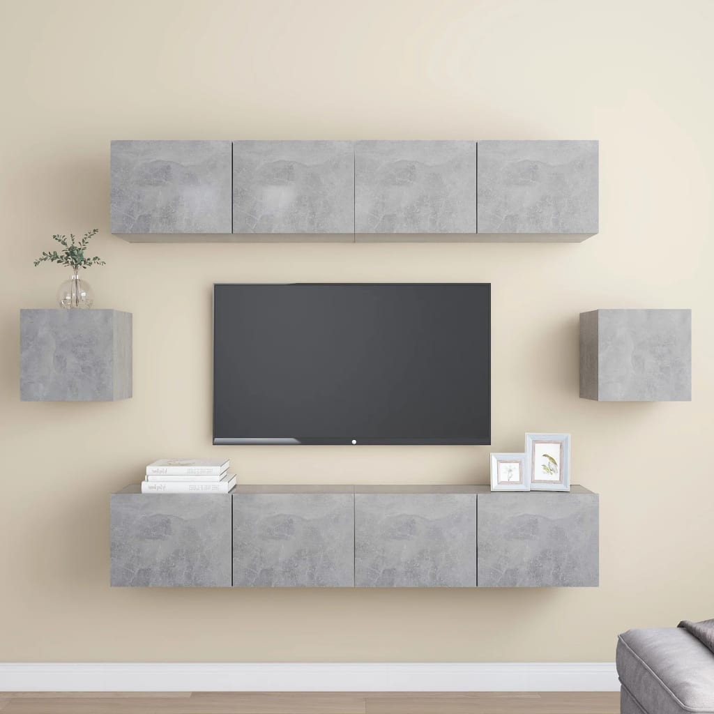vidaXL Juego de muebles de salón 6 piezas gris hormigón