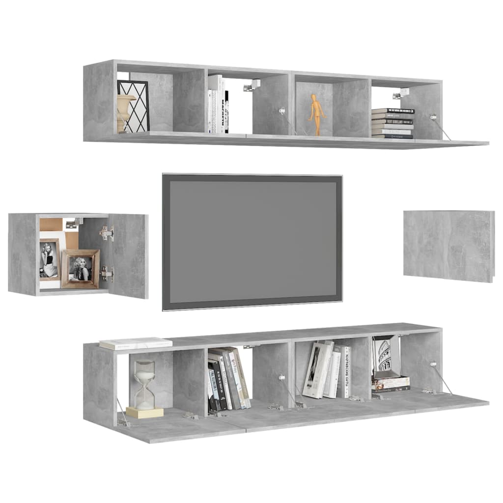vidaXL Juego de muebles de salón 6 piezas gris hormigón - Image 3