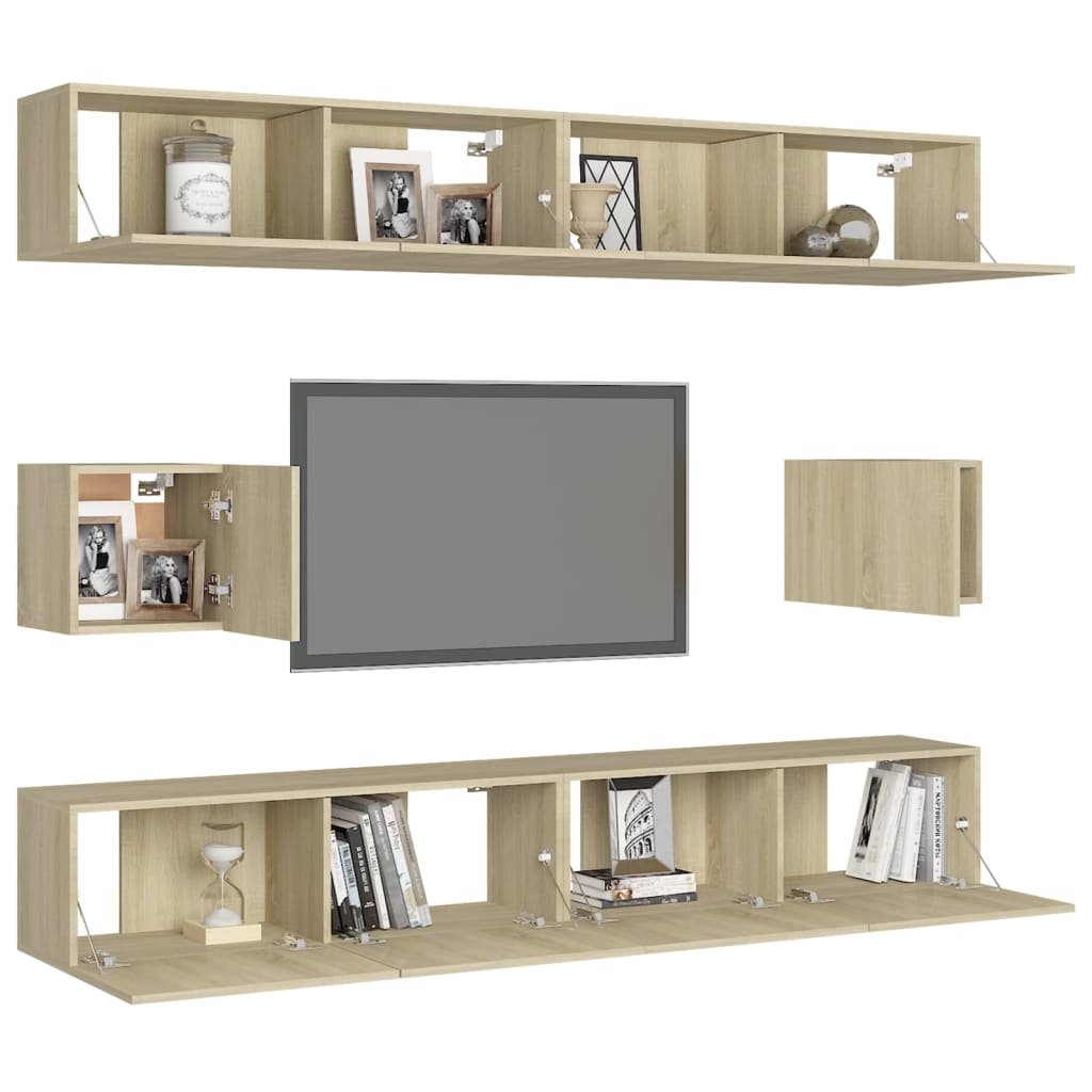 vidaXL Juego de muebles de salón 6 piezas roble Sonoma - Image 3