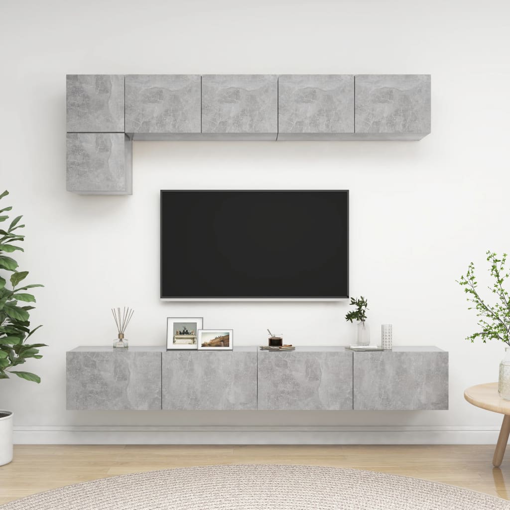 vidaXL Set de muebles de salón 5 pzas madera ingeniería gris hormigón