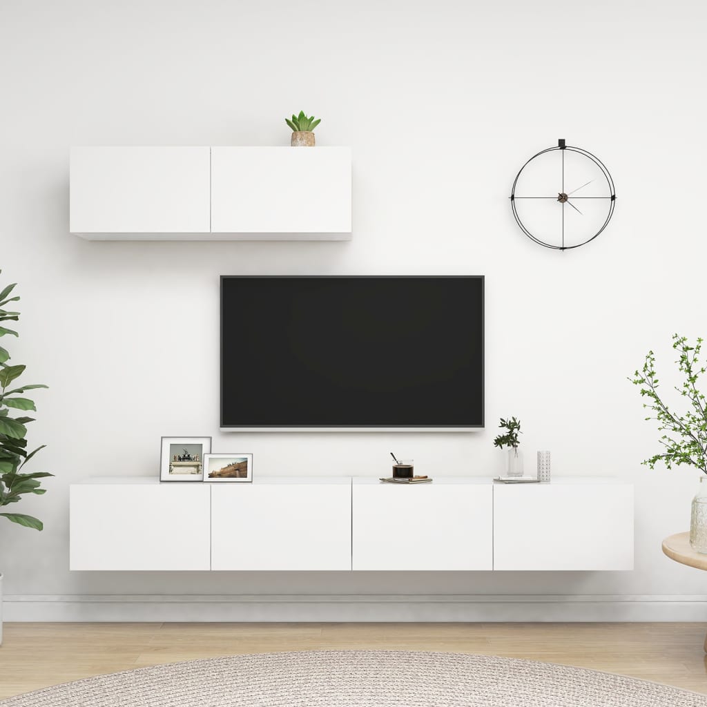 vidaXL Set de muebles de salón TV 3 piezas madera de ingeniería blanco