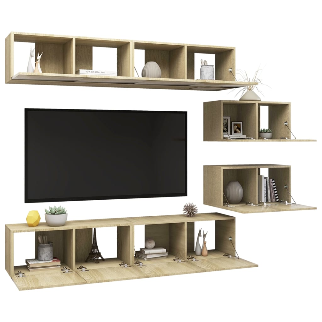 vidaXL Juego de muebles de salón 6 piezas roble Sonoma - Image 3