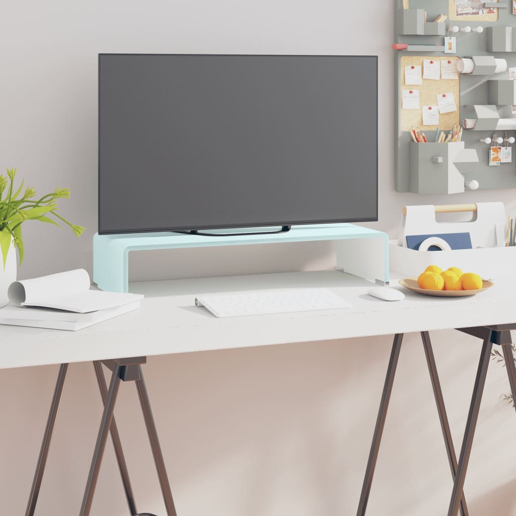 vidaXL Mueble TV/Elevador de monitor cristal verde 60x25x11 cm
