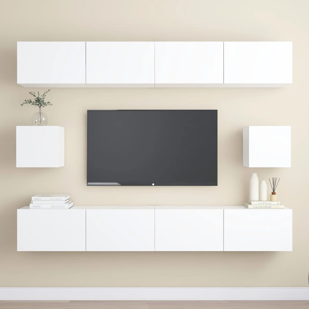 vidaXL Set de muebles de salón TV 6 piezas madera de ingeniería blanco
