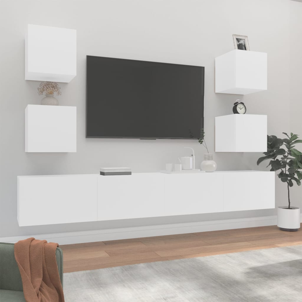 vidaXL Set de muebles para TV 6 piezas madera contrachapada blanco