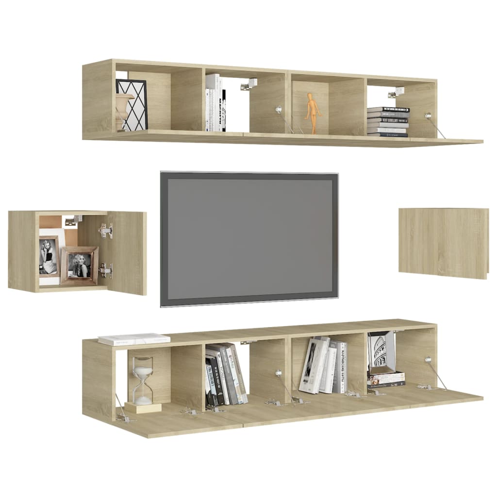 vidaXL Juego de muebles de salón 6 piezas roble Sonoma - Image 3