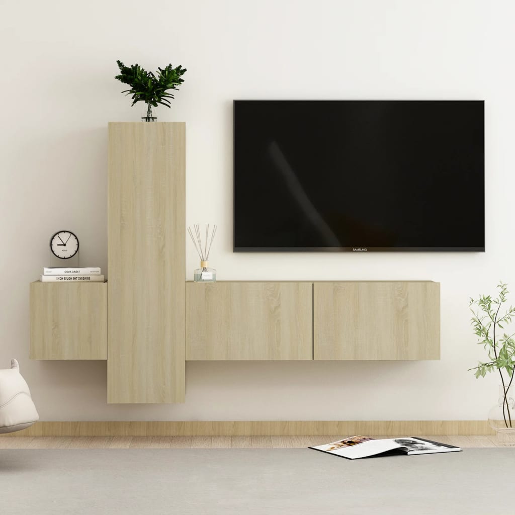 vidaXL Juego de muebles de salón 3 piezas roble Sonoma