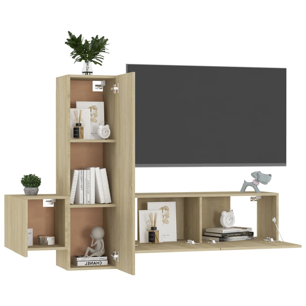 vidaXL Juego de muebles de salón 3 piezas roble Sonoma - Image 3