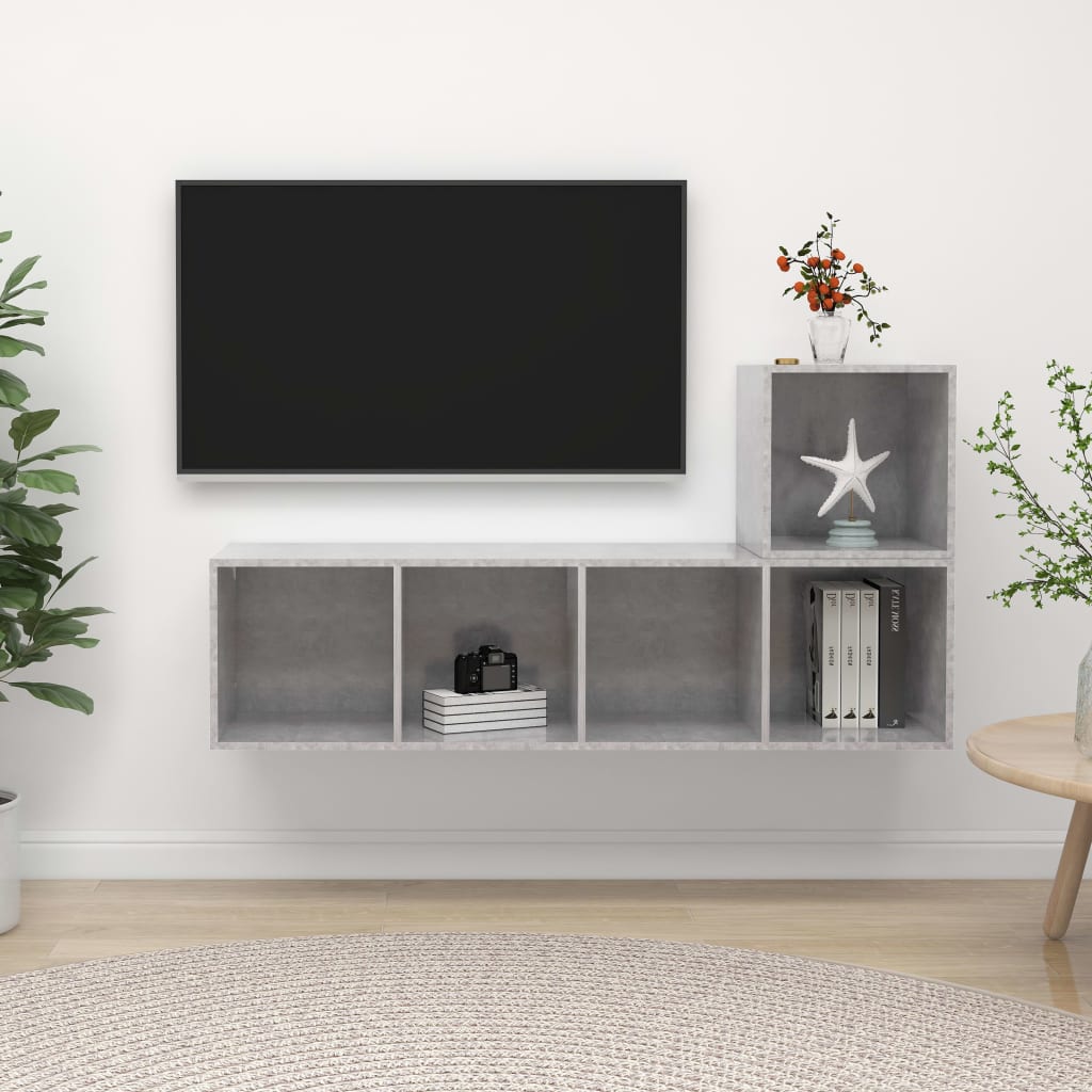 vidaXL Set de muebles de salón 2 pzas madera ingeniería gris hormigón