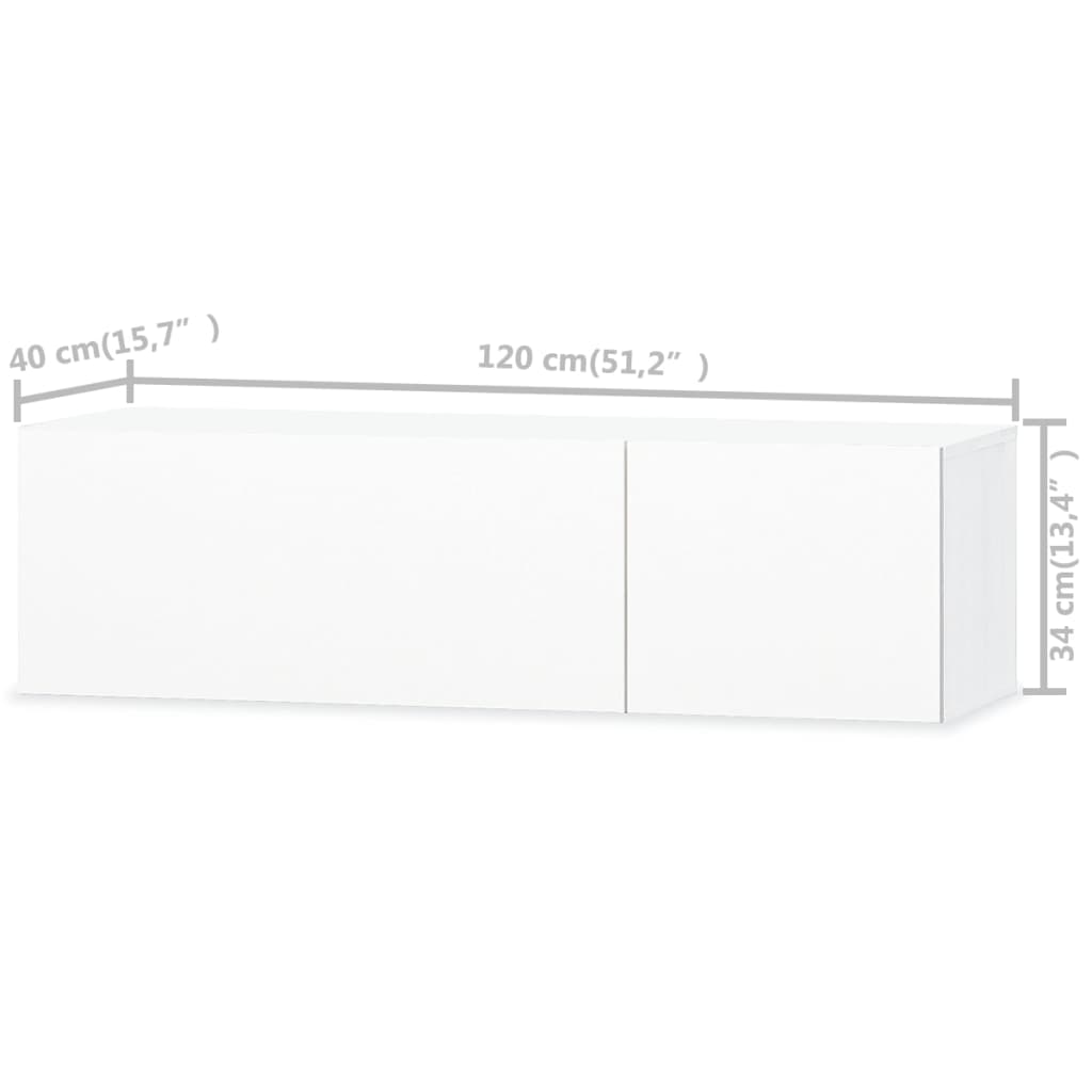 vidaXL Mueble para TV madera contrachapada blanco brillo 120x40x34 cm - Image 5