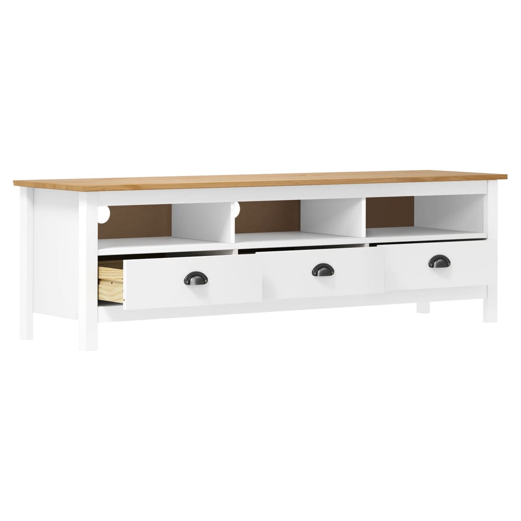 vidaXL Mueble de TV Hill madera maciza de pino blanco 158x40x47 cm - Image 3