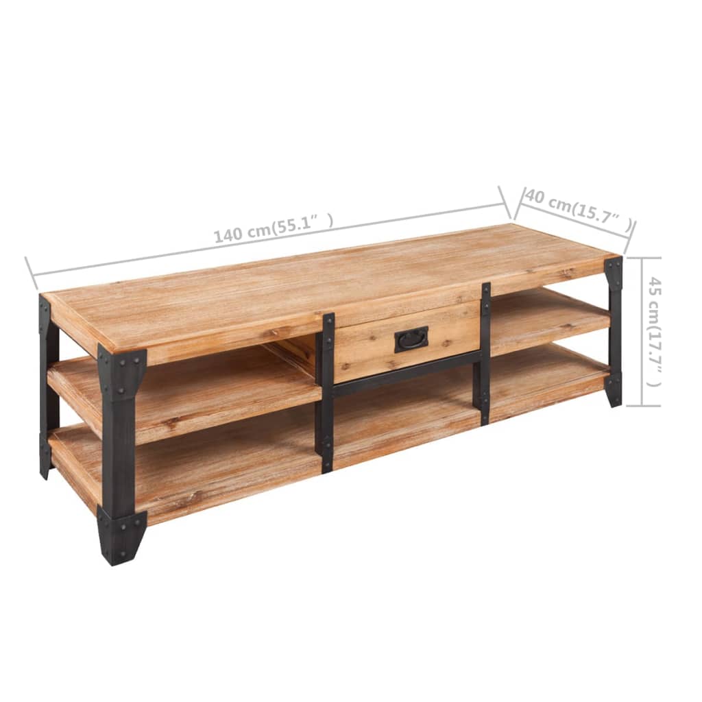 vidaXL Mueble para TV madera maciza de acacia 140x40x45 cm - Image 5