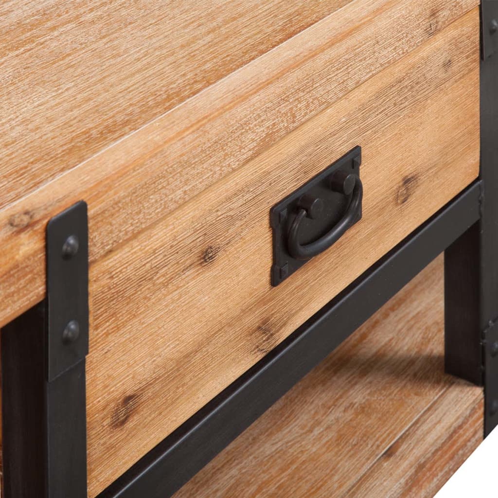 vidaXL Mueble para TV madera maciza de acacia 140x40x45 cm - Image 4