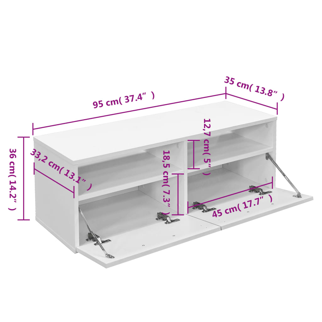 vidaXL Mueble para televisión madera de ingeniería blanco 95x35x36 cm - Image 5