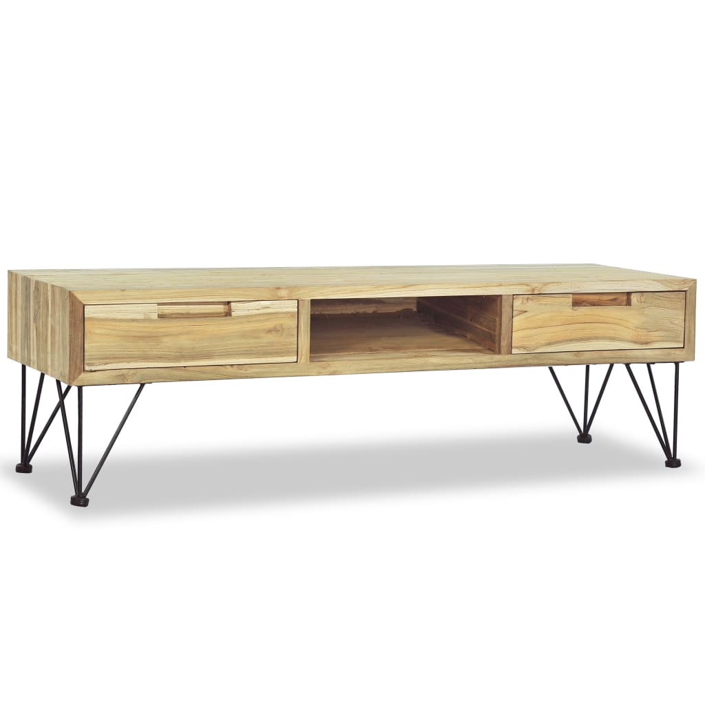 vidaXL Mueble de TV de teca maciza 120x35x35 cm